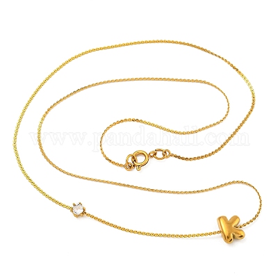 Ожерелья с подвесками из нержавеющей стали 304 с микропаве из кубического циркония NJEW-H017-01G-K-1