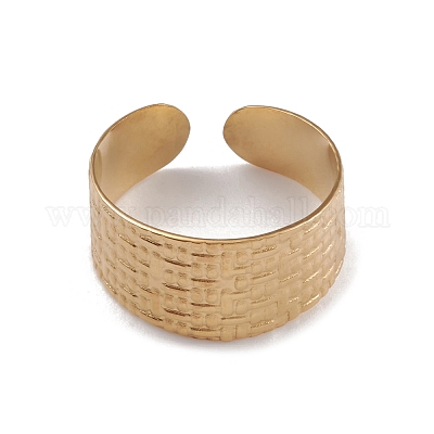 Ионное покрытие(ip) 304 нержавеющая сталь текстурированные открытые манжеты кольца для женщин RJEW-G285-14G-1