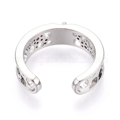 Оправы для колец-манжет из латуни с микропаве из прозрачного кубического циркония KK-T076-59P-1