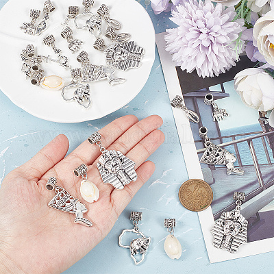 Подвески для волос в тибетском стиле из сплава и раковины каури&nbsp;OHAR-AB00014-1