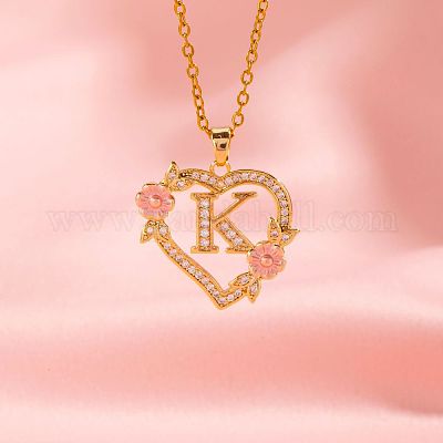 Латунные кристаллы горный хрусталь полые розы сердце с подвеской в виде буквы для женщин WGC1928-11-1