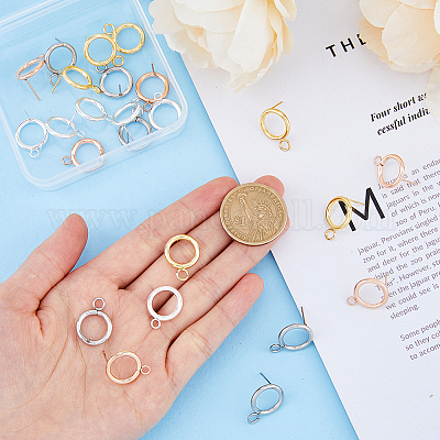 24 шт. 4 цвета фурнитура для сережек-гвоздиков из нержавеющей стали 304 STAS-FH0001-64-1