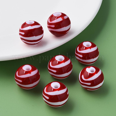 Непрозрачные полосатые акриловые бусины MACR-S373-27B-01-1