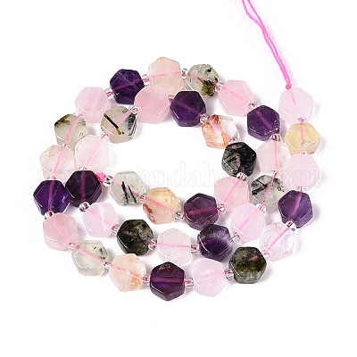 3 стиль нити из натуральных бусин розового кварца G-P534-A25-01-1