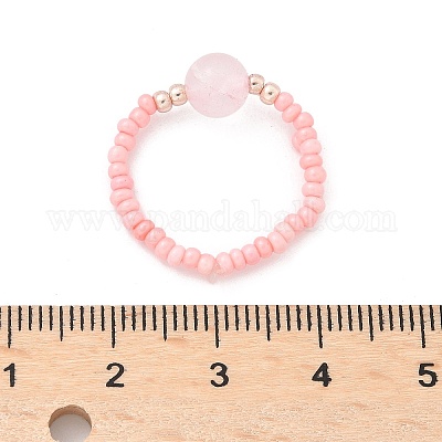 Кольца из натурального розового кварца RJEW-JR00255-03-1