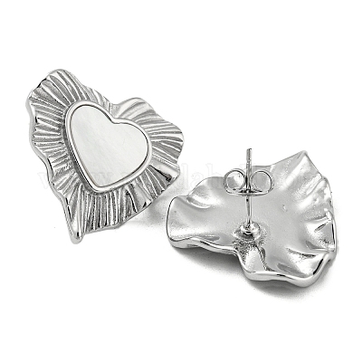 Серьги-гвоздики в форме сердца из нержавеющей стали 304 EJEW-M233-20P-1