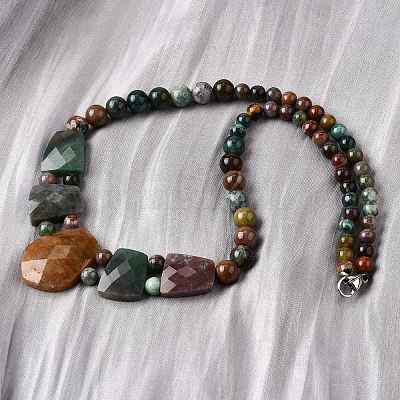 Натуральный индийский агат ограненный нагрудник градуированные бусины ожерелья для женщин NJEW-B128-01E-1