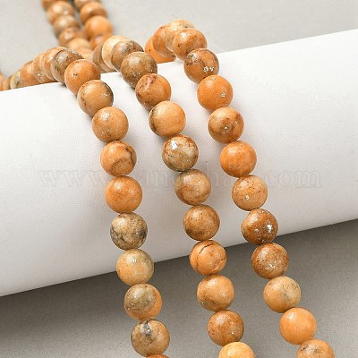 Нити из окрашенных натуральных доломитовых бусин G-D337-8mm-D05-1