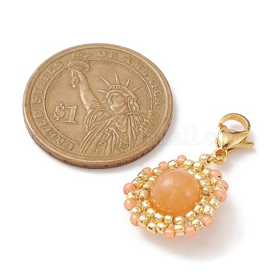 Украшение подвески из стеклянных бусин и драгоценных камней HJEW-MZ00034-1