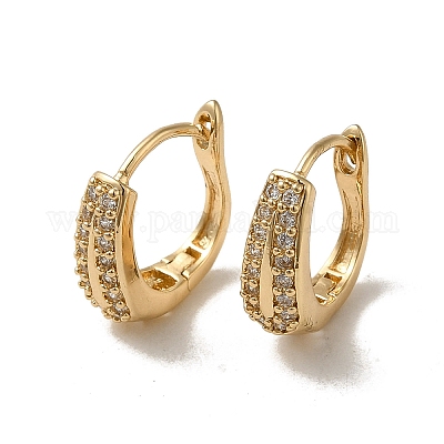 Серьги-кольца из латуни с микропаве из кубического циркония EJEW-L271-02KCG-03-1