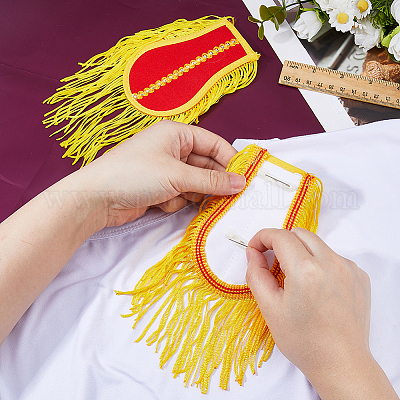 1 пара погон с кисточками из ткани&nbsp;DIY-FH0009-75B-1