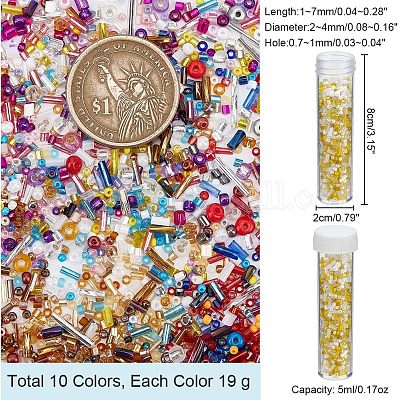 190 г 10-х цветных стеклянных бусин SEED-NB0001-89-1