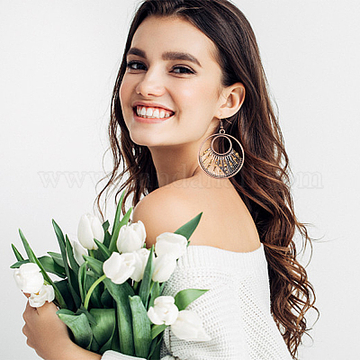 4 пара сережек-подвесок из сплава EJEW-AN0004-58-1