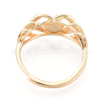 Латунные микро-паве прозрачные кубические цирконии регулируемые настройки колец KK-T076-76G-1