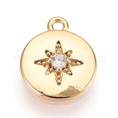 Латунные микропаве прозрачные подвески с фианитом KK-T075-01G-1