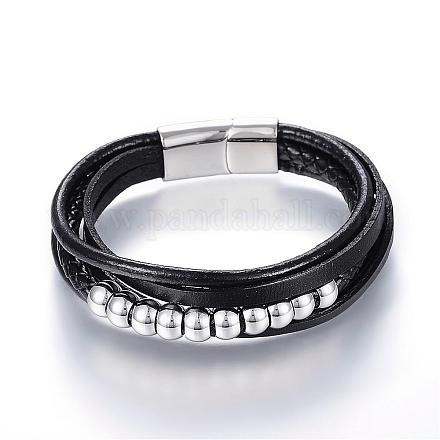 Pelle cavo braccialetto multi-filo BJEW-K141-30-1