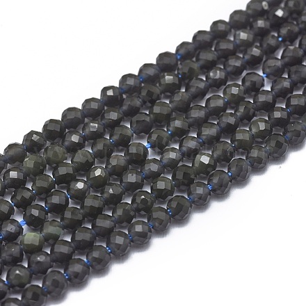 Natural Obsidian Beads Strands G-G792-36B-1