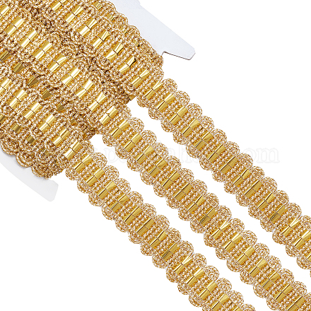 チロリアンテープ  キラキラスパンコール付き  服飾材料  波の模様  ゴールド  7/8インチ（21mm）  約15ヤード/カード DIY-WH0321-56-1