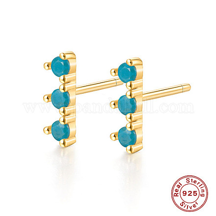 Golden Sterling Silver Micro Pave Cubic Zirconia Stud Earrings for Women OU2217-5-1