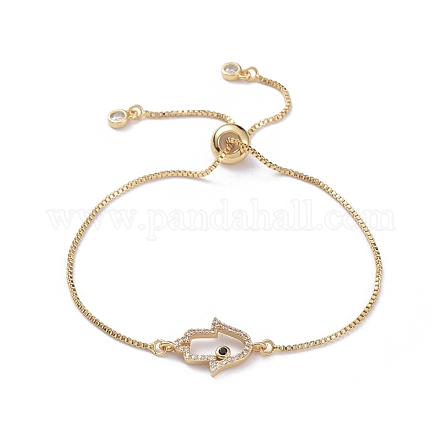 Adjustable Brass Micro Pave Cubic Zirconia Slider Bracelets BJEW-JB04982-01-1
