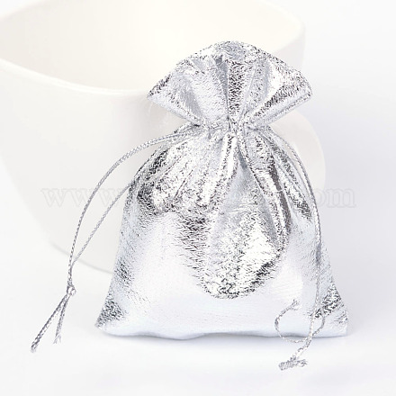 オーガンジーバッグ巾着袋  長方形  銀  9x7cm OP-S009-9x7cm-01-1