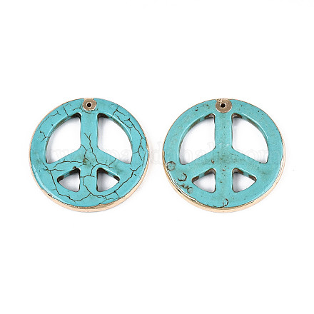 Подвески в виде знака мира из окрашенной синтетической бирюзы TURQ-T004-31A-1