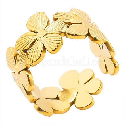 Bague patchwork de fleurs en acier inoxydable 304&nbsp;QE2937-2-1
