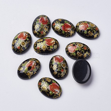 Cabochon in resina con stampa floreale GGLA-K001-10x14mm-07-1