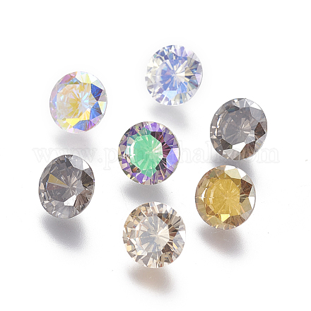 Electroplated Cubic Zirconia Pointed Back Cabochons ZIRC-I024-8mm-01-1