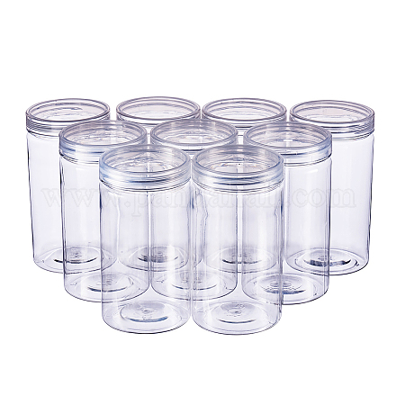 Benecreat 9 Packung 300 ml leere durchsichtige Plastikschleimlagerung begünstigt Gläser Weithals-Plastikbehälter für die Anzeige CON-BC0004-51-1