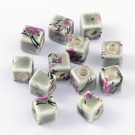 Perles de porcelaine imprimées manuelles X-PORC-Q160-2-1