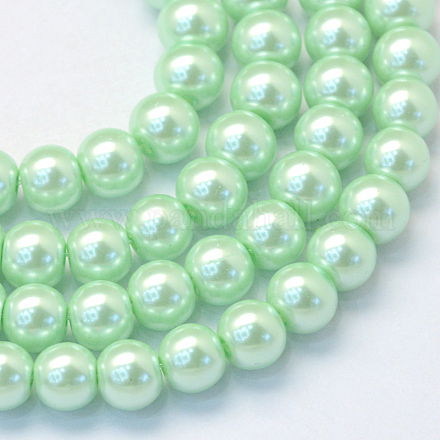 Cottura dipinto di perle di vetro perlato fili di perline rotondo X-HY-Q330-8mm-04-1