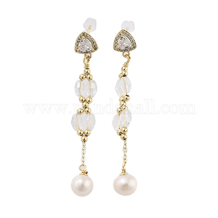 Orecchini pendenti con perle naturali EJEW-P256-27G-1