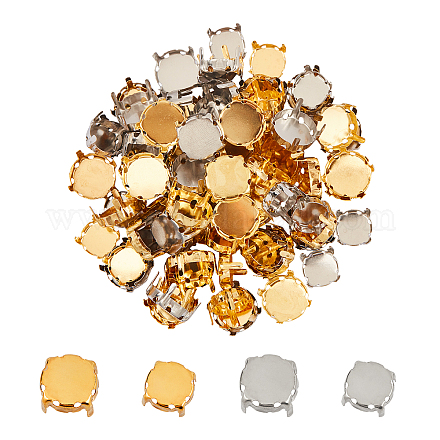 Unicraftale alrededor de 400 piezas 2 colores 9 mm / 10 mm de acero inoxidable configuración de garra de rhinestone color de acero inoxidable dorado plano redondo juego de garras vacías para colgantes de rhinestone espacios en blanco resina fabricación de joyas STAS-UN011-05-1