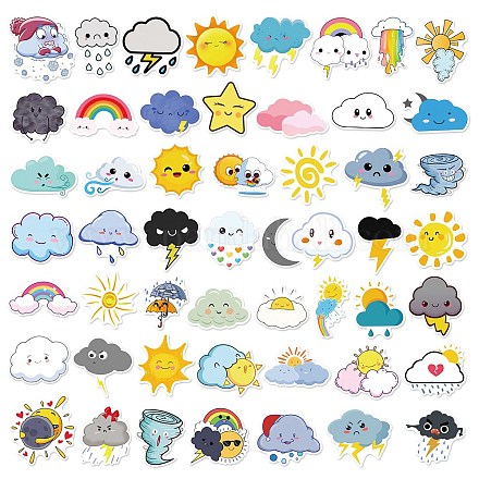 50Pcs Weather Theme PVC Self-Adhesive Cartoon Stickers STIC-PW0018-03-1