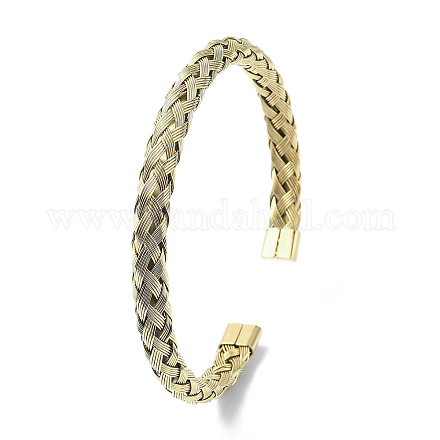 Placage ionique (ip) 304 bracelets de manchette en chaînes en maille d'acier inoxydable BJEW-G693-03G-1