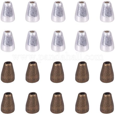 Pandahall elite 60 pièces bouchon de cloche embouts de cordon serrure bronze antique et argent serrures de cloche coniques en métal cordon de fixation de corde embouts bouchon pour vêtements de lanière sac à dos TIBEP-PH0004-73-1