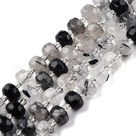 Chapelets de perles en quartz rutile noir naturel G-N327-08S-1
