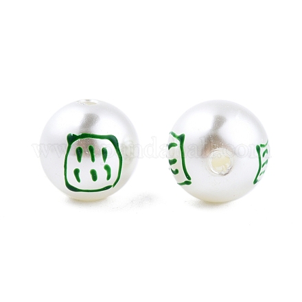 Cuentas de esmalte de perlas de imitación de plástico abs con tema de mahjong KY-G020-04B-1