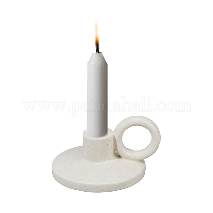 SUPERFINDINGS Porcelain Candle Holder Round Candlestick Base with Handle White Candle Holder Decorative Candle Display Stand AJEW-WH0415-63-1