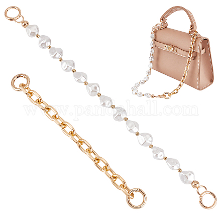Wadorn 2 pièces 2 style acrylique imitation perle keshi et poignées de sac à chaîne en aluminium DIY-WR0002-69KCG-1
