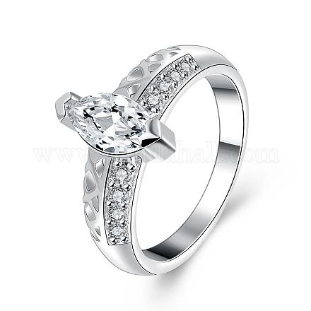 女の子のためのシルバーカラーメッキ真鍮キュービックジルコニア結婚指輪  usサイズ7（17.3mm） RJEW-BB00755-7-1