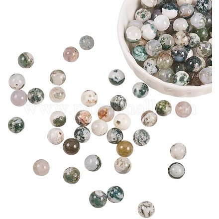 NBEADS 1 Strand Include 120 PCS 8mm Natural Tree Agate Gemstone Round Loose stone Beads with 1mm Hole for DIY Bracelets Necklaces Jewelry Making G-NB0001-15-1