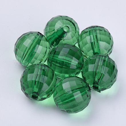 透明なアクリルビーズ  多面カット  ラウンド  濃い緑  6x5.5mm  穴：1.3mm  約4200個/500g TACR-Q254-6mm-V17-1