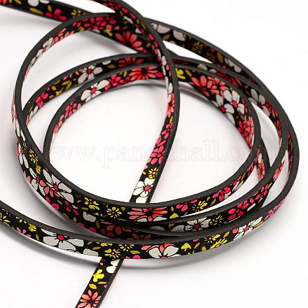 Flower Printed Imitation Leather Cords LC-R010-22F-1