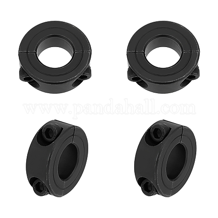 UNICRAFTALE 4 Sets Black Aluminum Alloy Diaphragm Solid Collar 22mm inner Clamp-On Shaft Collars Double Split Fixed Ring with 2pcs Screw Easy Install for Dolly Wheels Handtruck Tires FIND-WH0126-91F-1