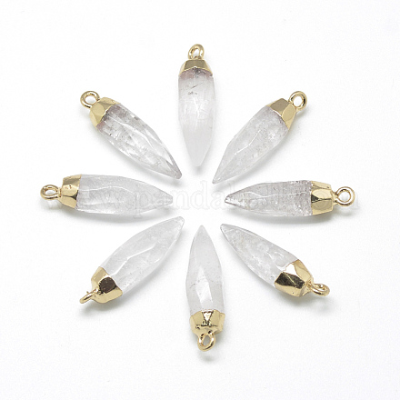 Pendentifs pointus en cristal de quartz naturel G-Q495-05G-1