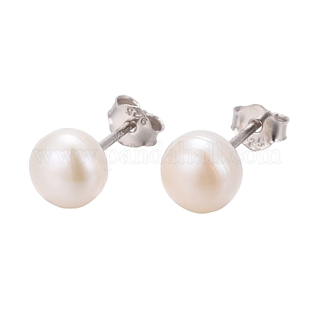 Orecchini a bottone di perle X-EJEW-Q701-01A-1