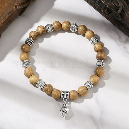 Браслеты с подвесками из цветочного сплава BJEW-JB12354-01-1