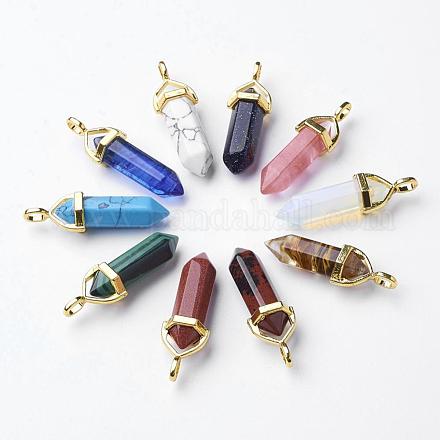 Syntheti Mixed Stone Double Terminated Pointed Pendants G-G902-C-1